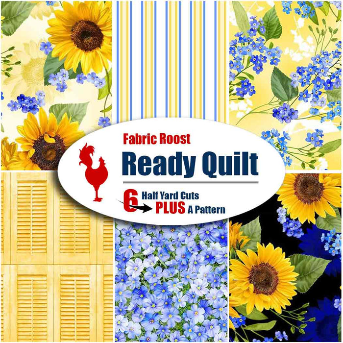 Yellow Summer Sunflowers Ready Quilt | 6 Half-Yard Pieces & a Free Pattern