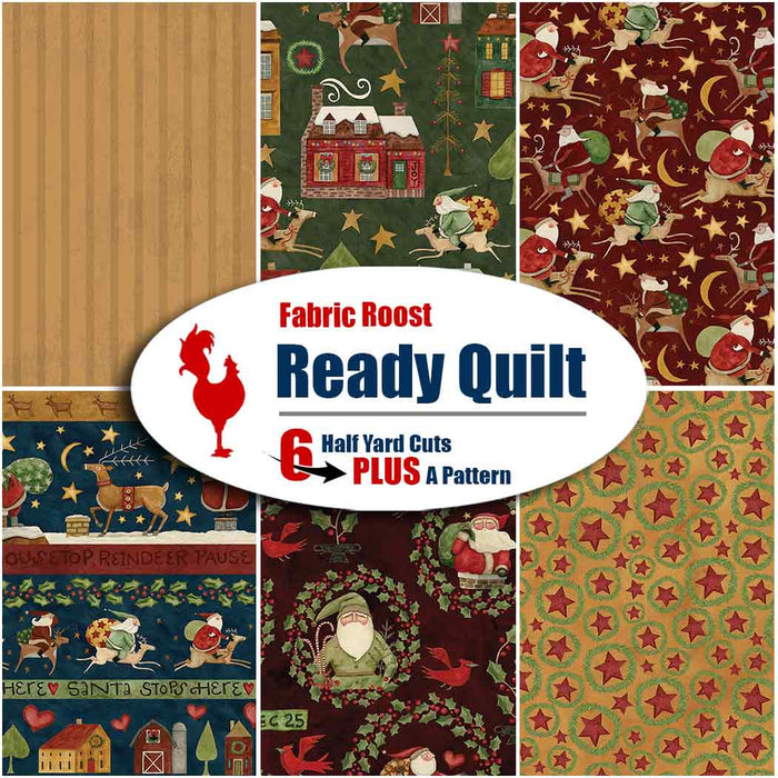 Up On The Housetop Ready Quilt | 6 Half-Yard Pieces & A Free Pattern