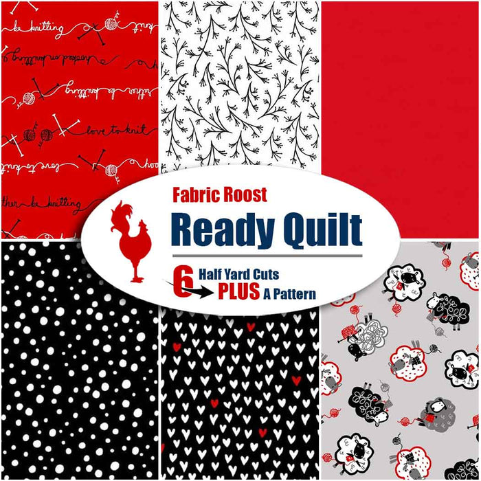 Hooked On Knitting Ready Quilt | 6 Half-Yard Pieces & Free Pattern