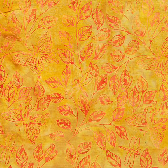 Butterfly Ballet | Butterfly Dragonfly Leaves | Multi Orange Pink