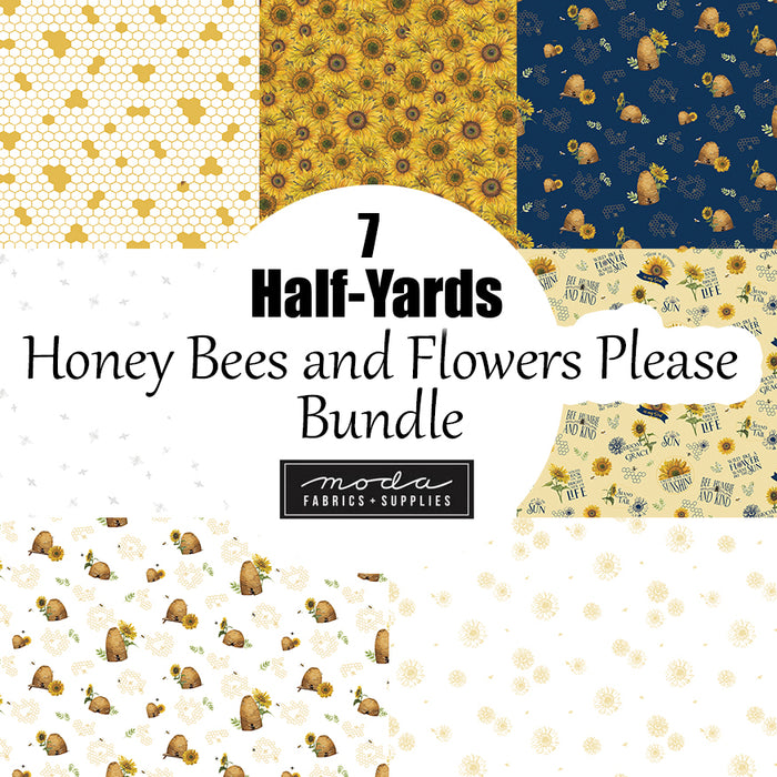 Honey Bees and Flowers Please Bundle | 7 Half-Yard Pieces