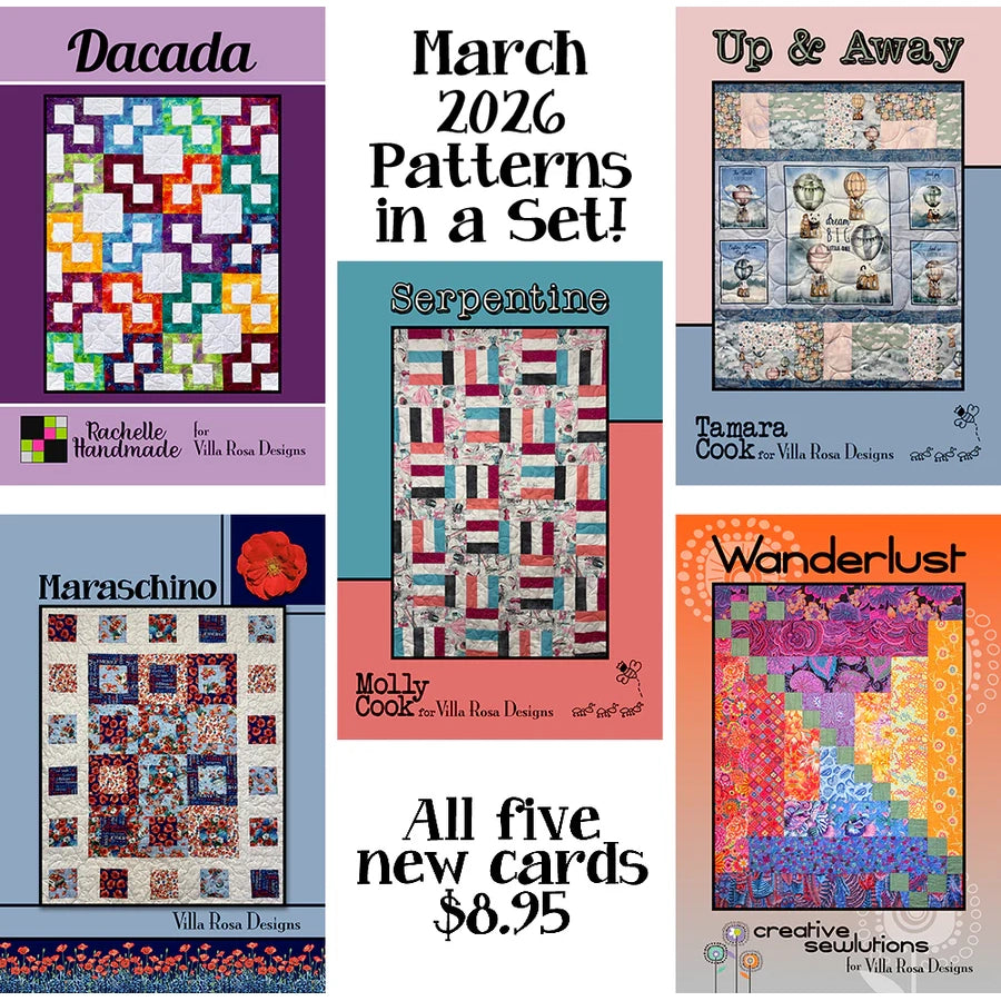 March 2026 Villa Rosa Pattern Set | 5 Easy Quilt Patterns — Fabric ...