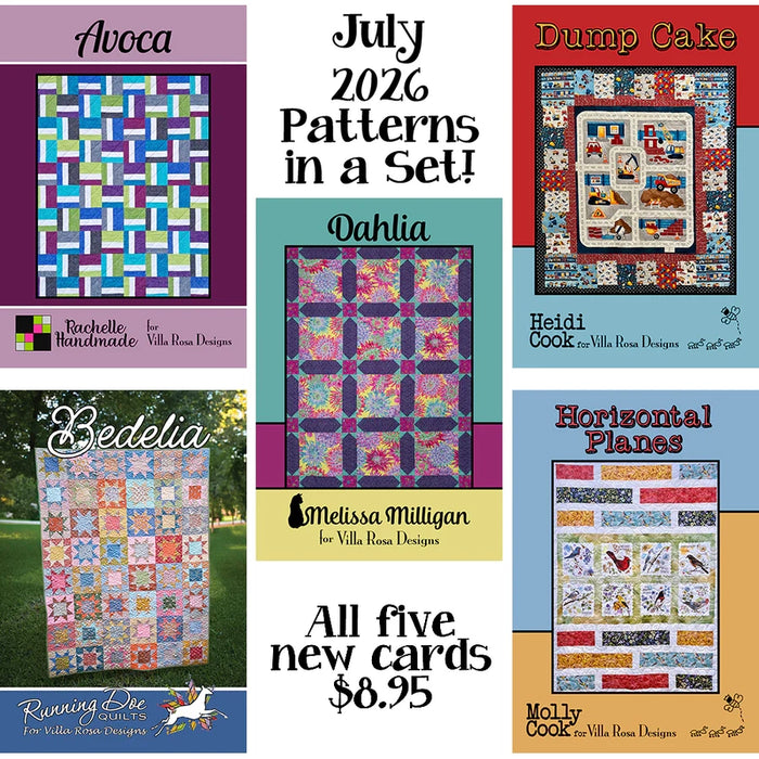 July 2026 Villa Rosa Pattern Set – 5 Easy Quilt Patterns