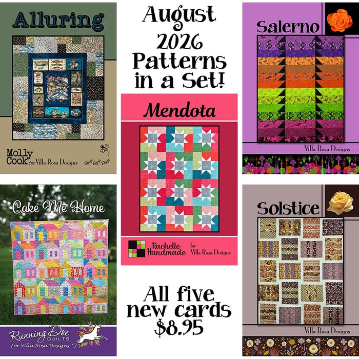 August 2026 Villa Rosa Pattern Set – 5 Easy Quilt Patterns