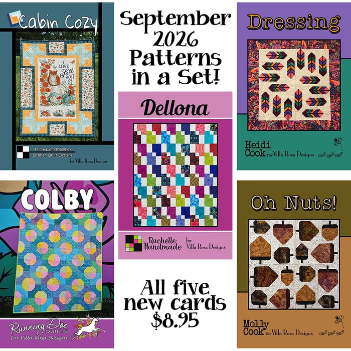 September 2026 Villa Rosa Pattern Set – 5 Easy Quilt Patterns