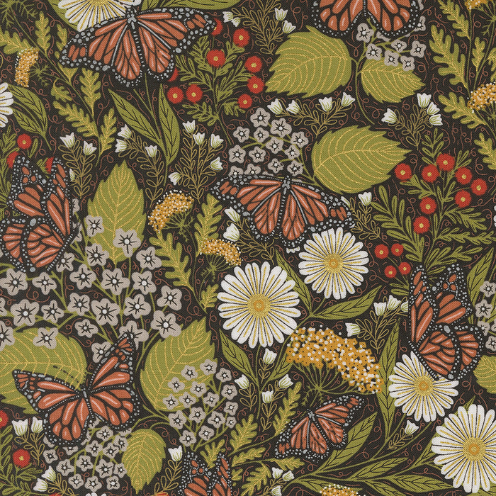 Bee Garden | Summer Butterfly Florals | Metallic Black | 48412-21