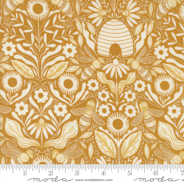 Bee Garden | Beehive Melody Damask | Beeswax | 48414-14