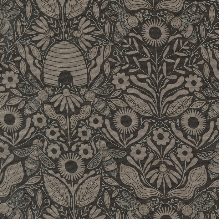 Bee Garden | Beehive Melody Damask | Black | 48414-21