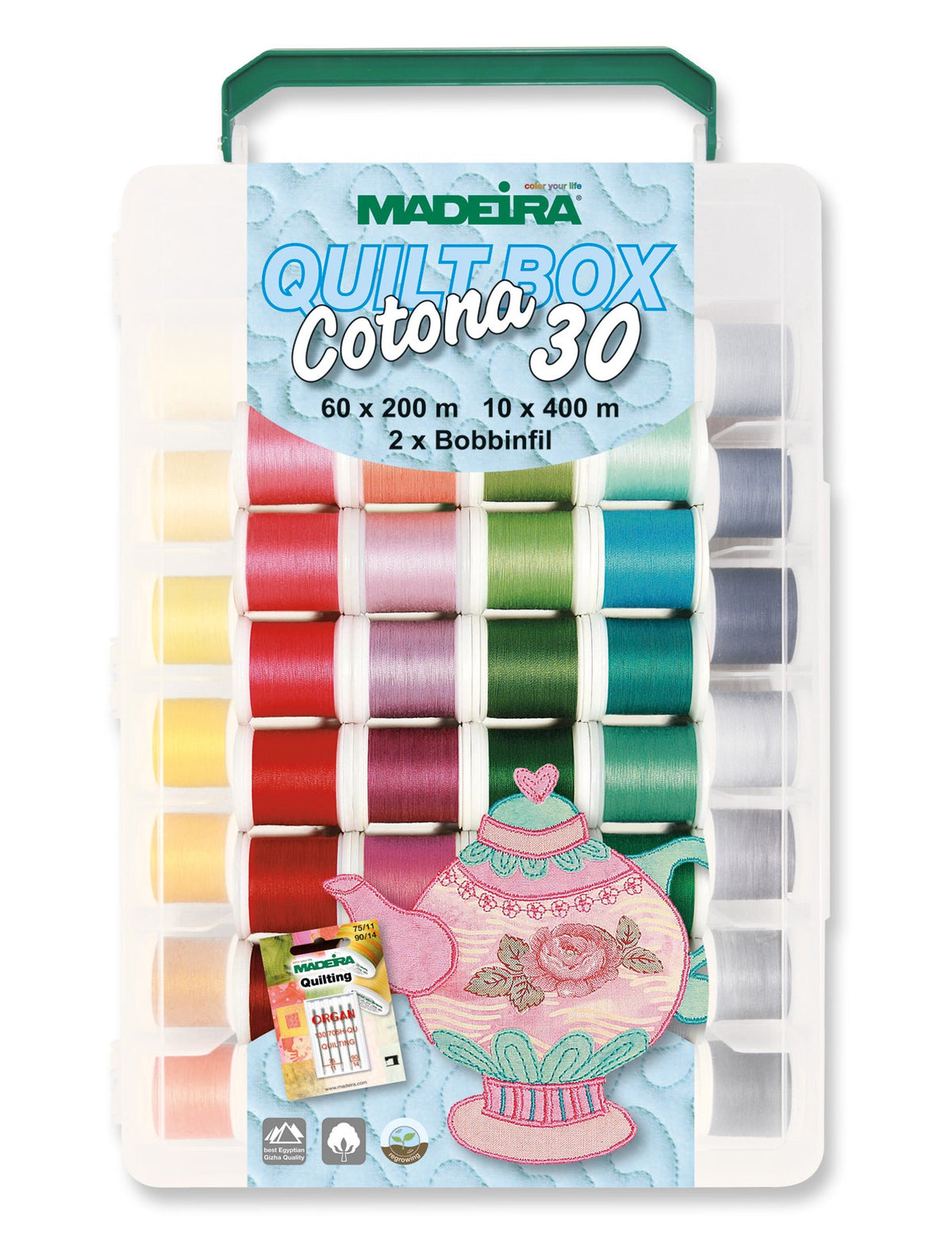 Rankcon Color Box Cotona 30 - 200 & 400 Meter Assortment Box, 60 Solid Colors, 10 Varieg ...