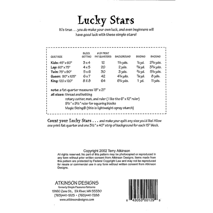 Lucky Stars | Pattern | 5 sizes