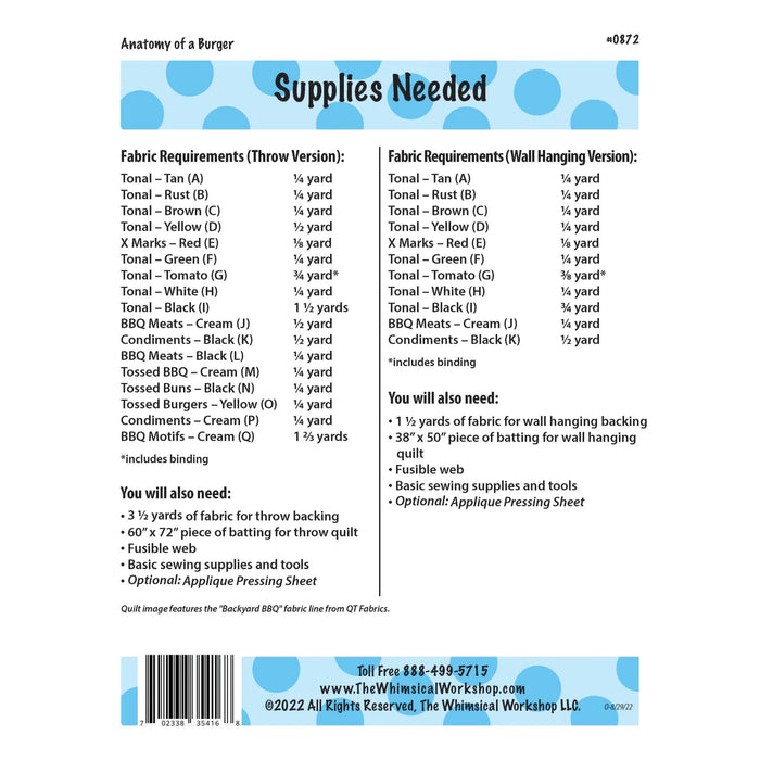 Anatomy of a Burger | Pattern | 52x64, 60x42