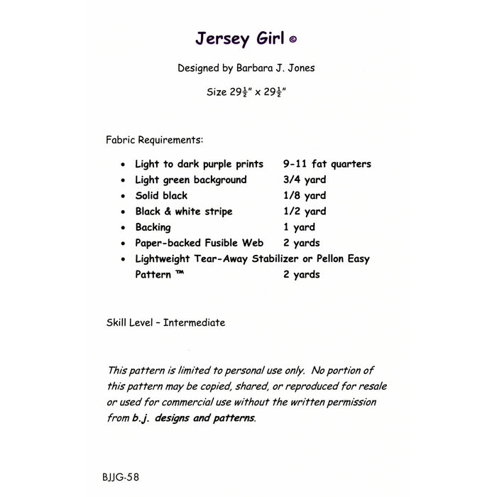 Jersey Girl | Pattern | 29.5x29.5