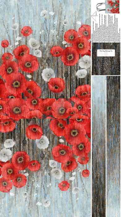 Poppy Meadow | Cotton Canvas Panel | 24x43