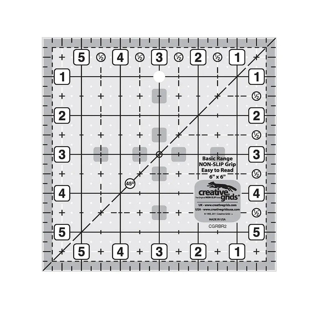 Creative Grids Basic Range 6in Square Quilt Ruler — Fabric Roost, LLC