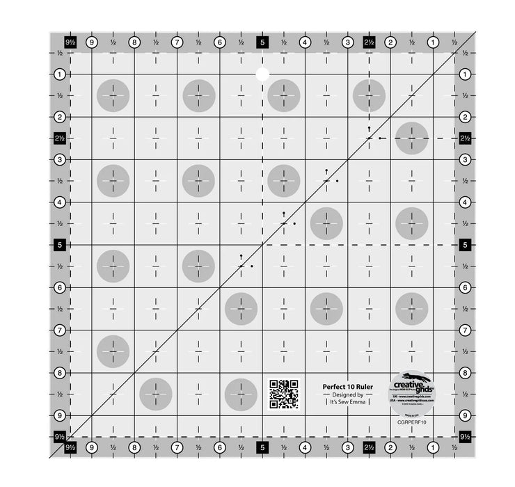 Card Center Ruler Checker Creative Grids Perfect 10 Ruler — Fabric Roost, LLC