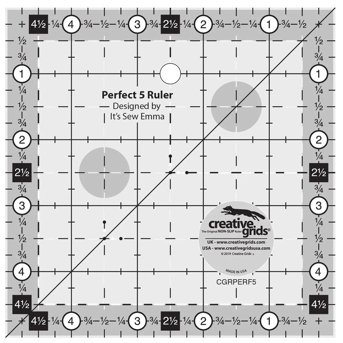 Card Center Ruler Checker Creative Grids Perfect 5 Ruler — Fabric Roost, LLC