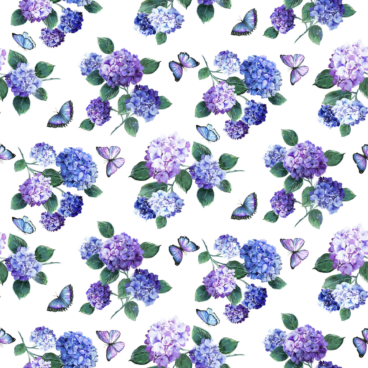 Rhapsody In Blue | Hydrangea Toss | White Multi — Fabric Roost