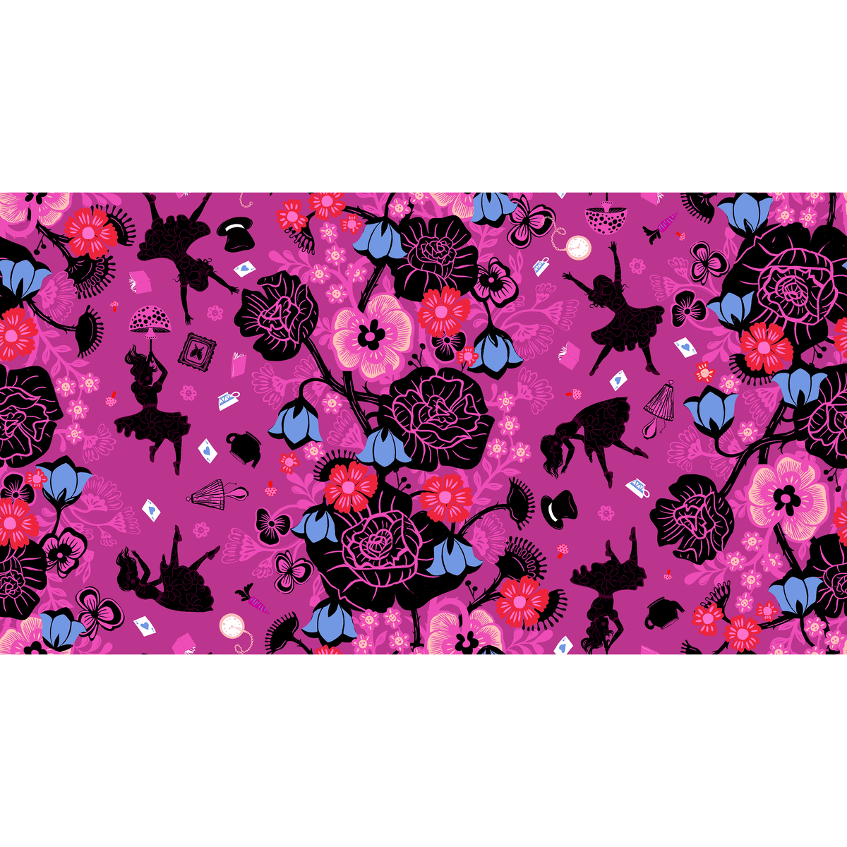 Hello Alice Rabbit Hole Floral Fabric in Berry | Ruby Star Society ...