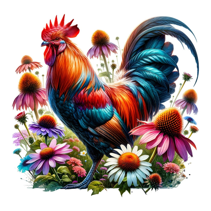 Watercolor Floral Chicken Fabric Panel 2