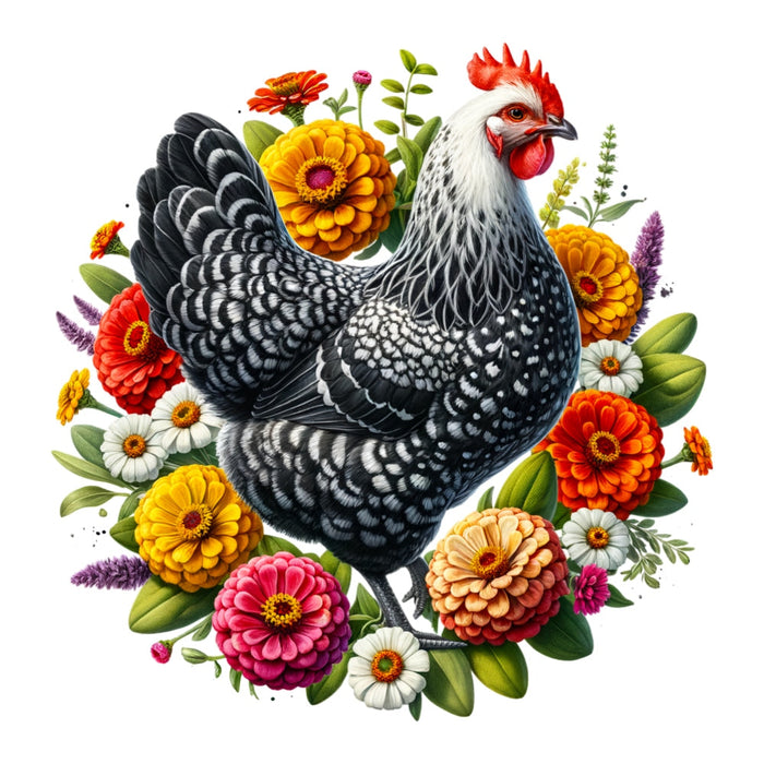 Watercolor Floral Chicken Fabric Panel 9