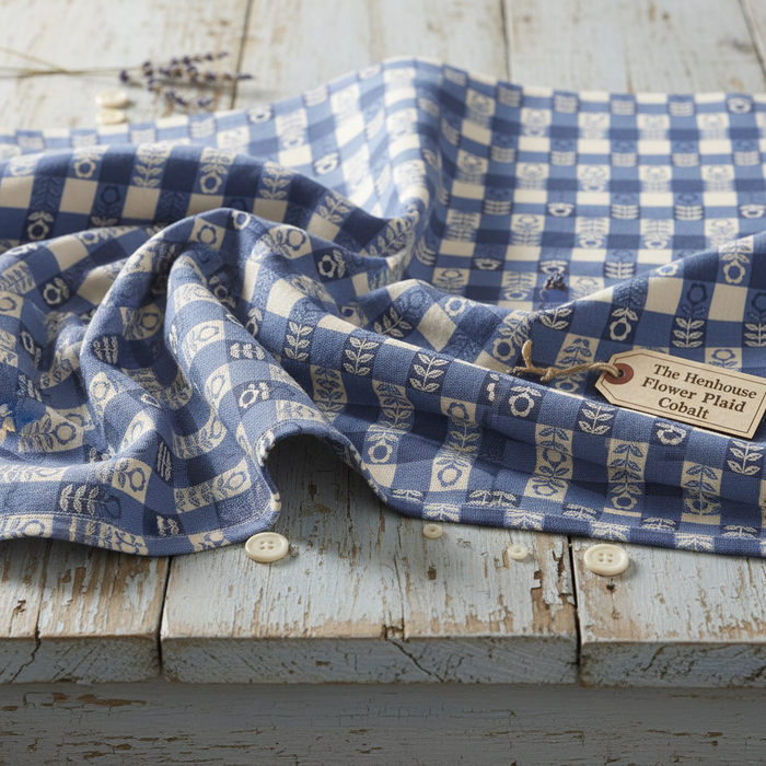Henhouse Flower Plaid Cobalt