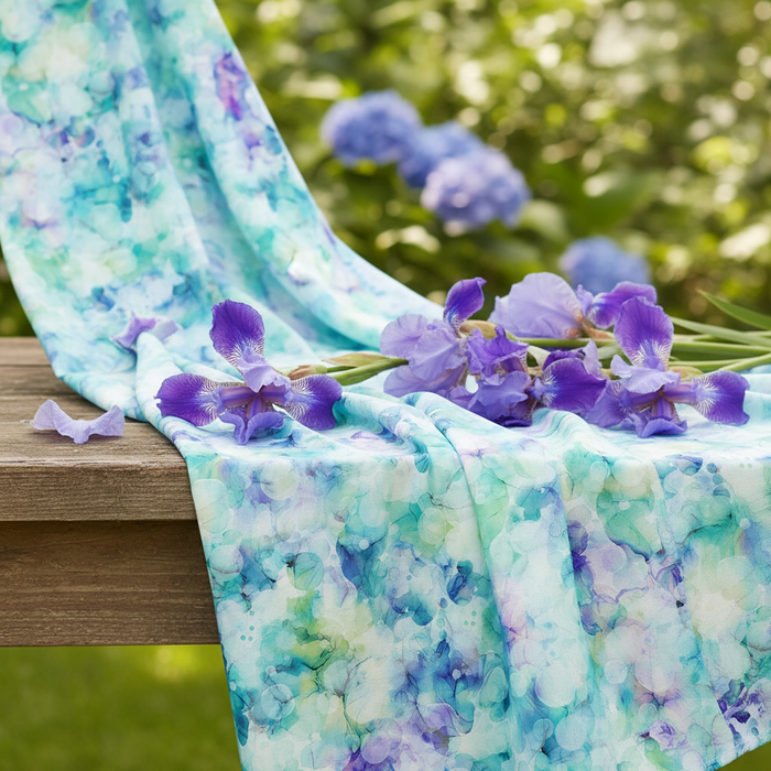 Infatuation Backing Fabric White Multi with Irises - New Version