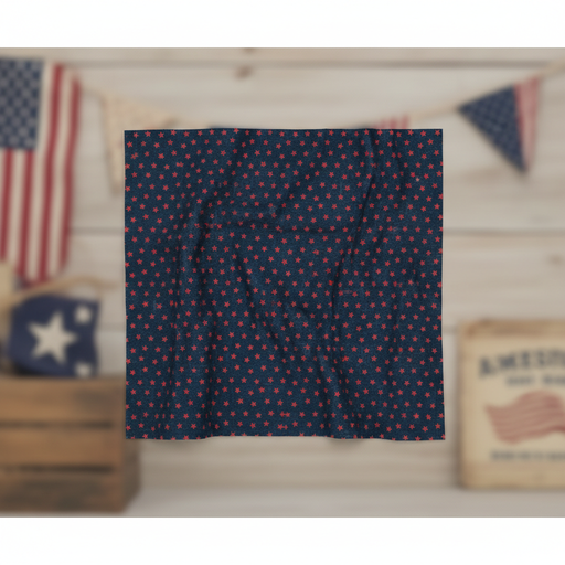 Navy Red Stars Fabric