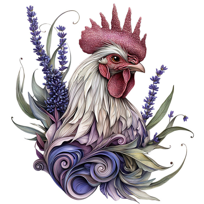Floral Rooster Fabric Panel 14