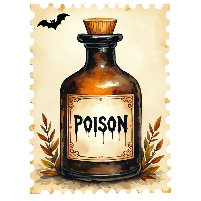 Halloween Postage Stamps Fabric Panel 6