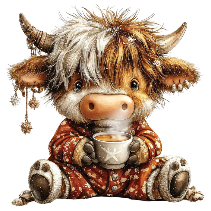 Christmas Highland Cow Fabric Panel 23