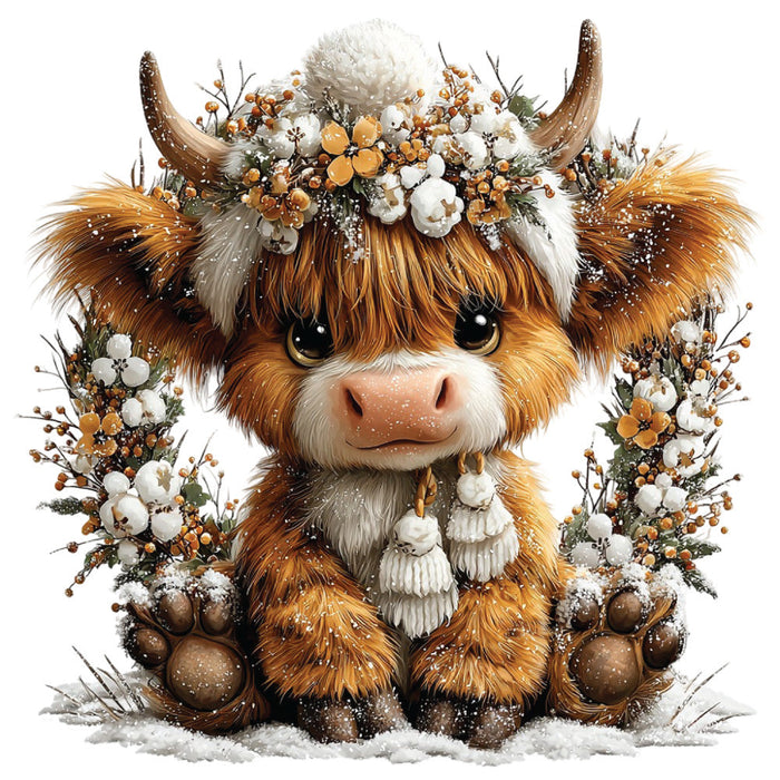 Christmas Highland Cow Fabric Panel 34