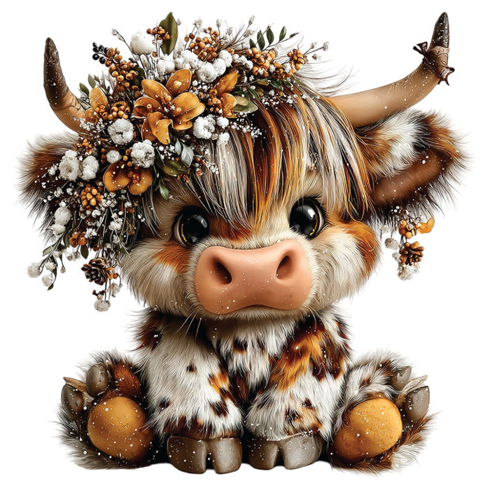 Christmas Highland Cow Fabric Panel 25