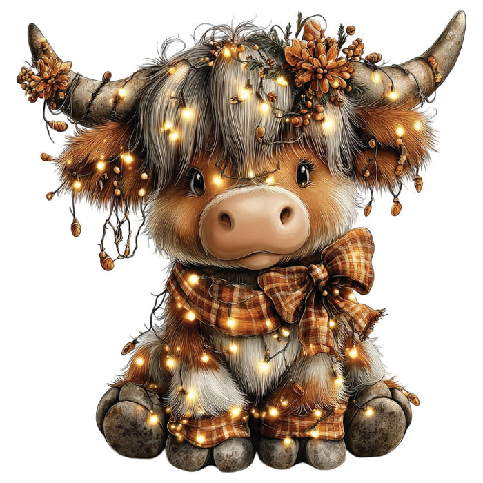 Christmas Highland Cow Fabric Panel 27