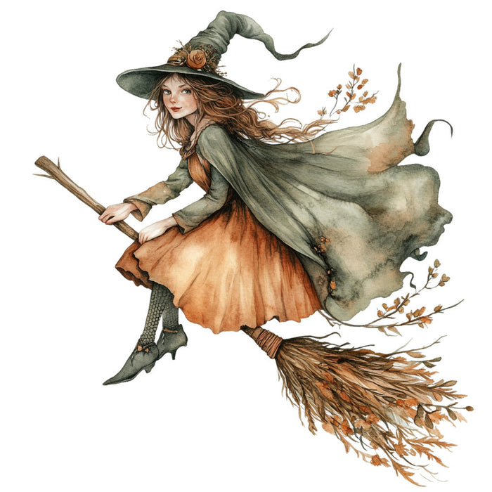 Watercolor Witch Fabric Panel 34