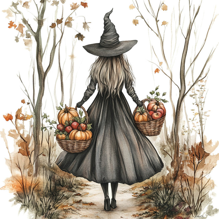 Watercolor Witch Fabric Panel 13