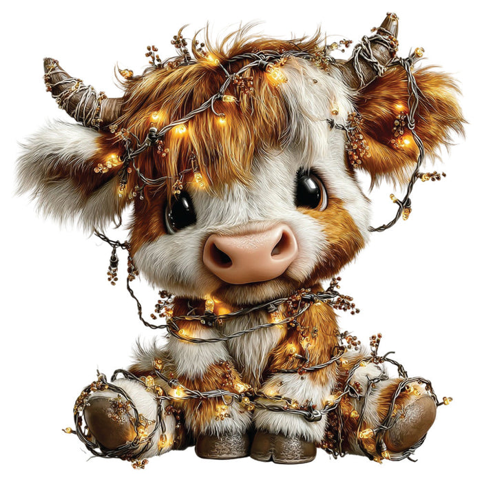 Christmas Highland Cow Fabric Panel 38