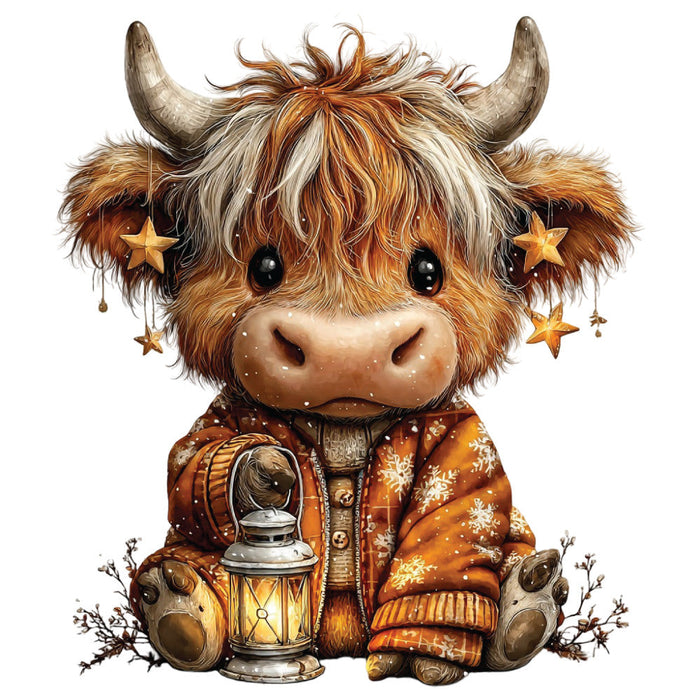 Christmas Highland Cow Fabric Panel 30