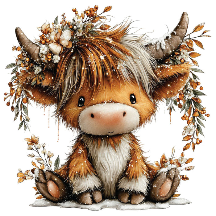 Christmas Highland Cow Fabric Panel 29