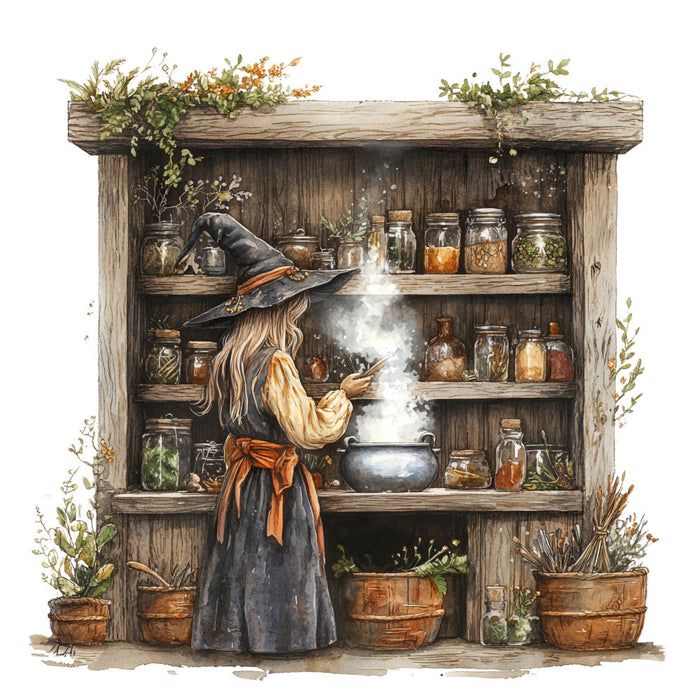 Watercolor Witch Fabric Panel 11
