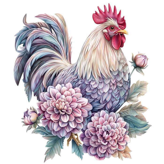 Floral Rooster Fabric Panel 16