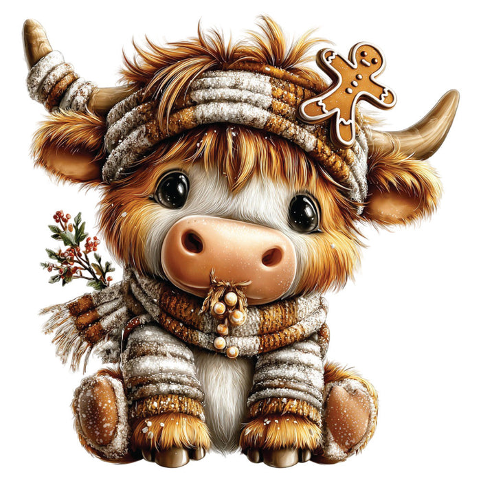 Christmas Highland Cow Fabric Panel 10