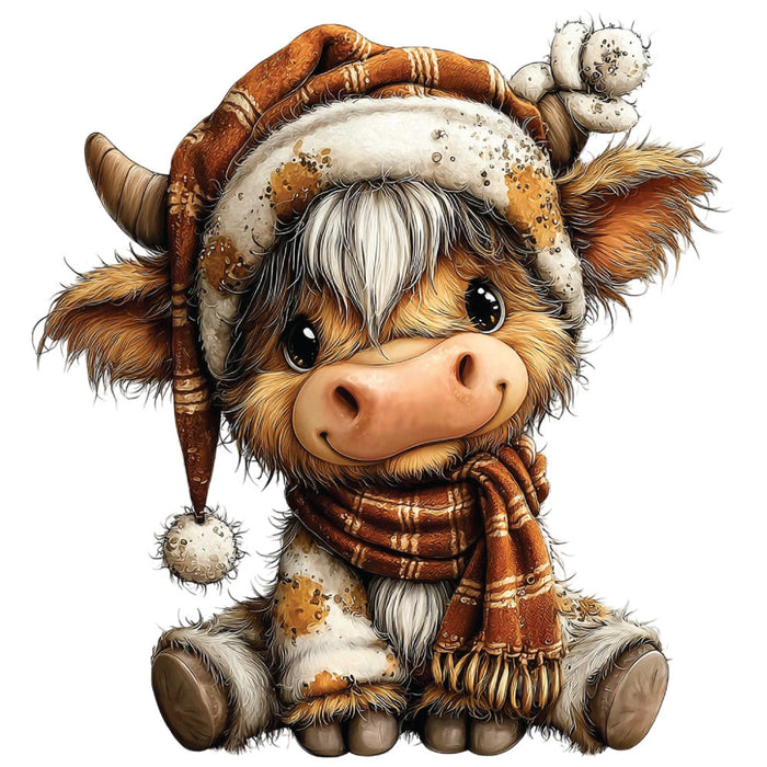 Christmas Highland Cow Fabric Panel 17