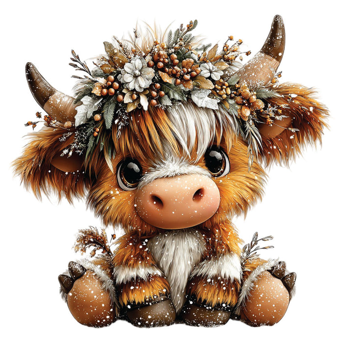 Christmas Highland Cow Fabric Panel 31