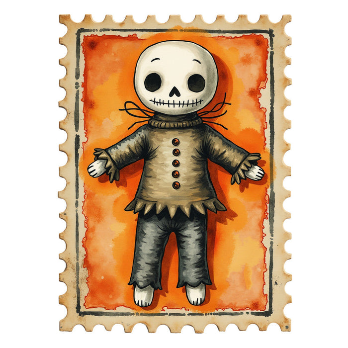 Halloween Postage Stamps Fabric Panel 1