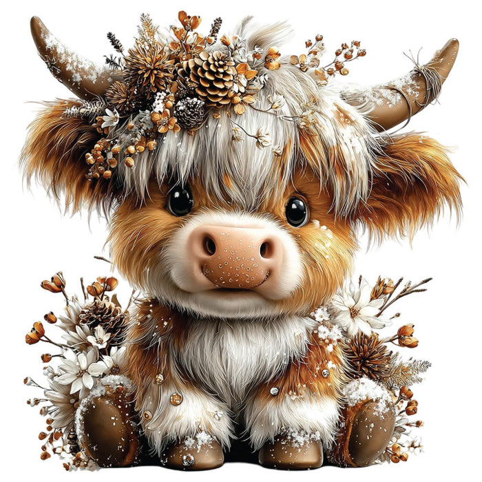 Christmas Highland Cow Fabric Panel 20