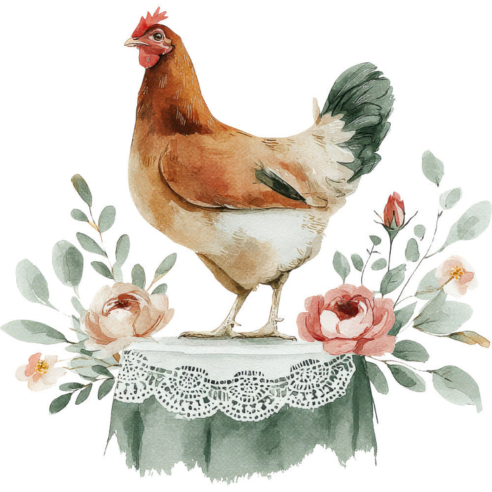 Farmhouse Chicken Decor Fabric Panel 47