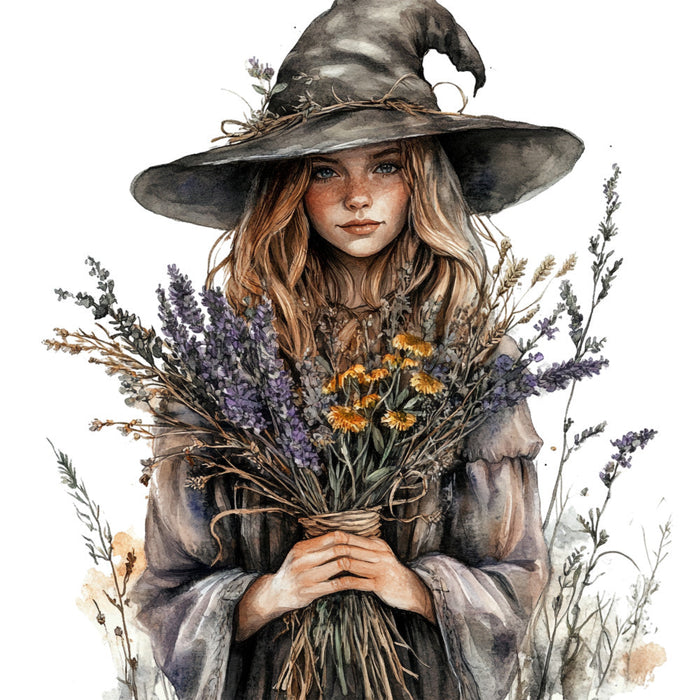 Watercolor Witch Fabric Panel 31