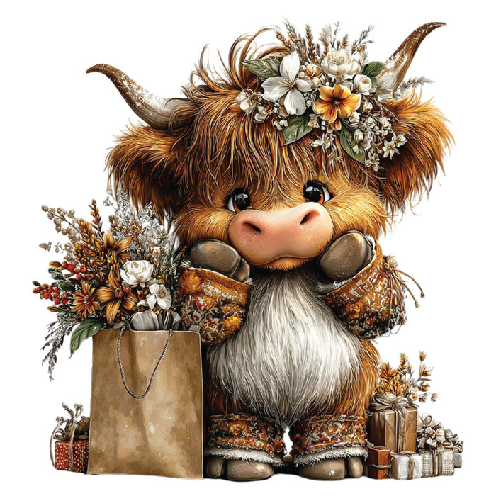 Christmas Highland Cow Fabric Panel 26