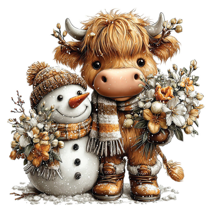 Christmas Highland Cow Fabric Panel 21