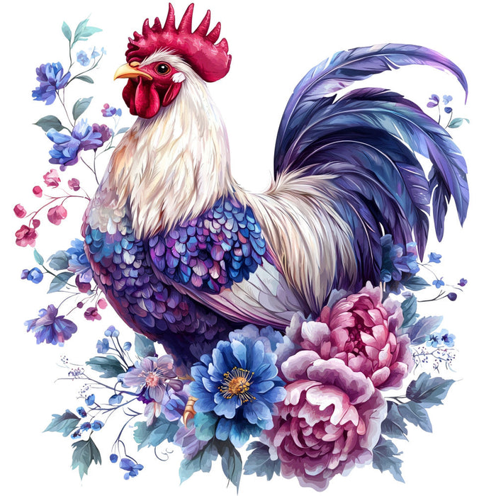Floral Rooster Fabric Panel 8